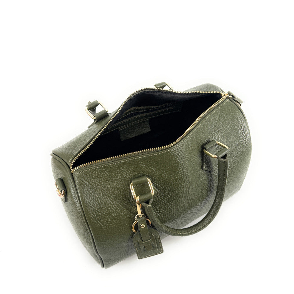 Sac à main bowling en cuir grainé italien BOOLIN Kaki