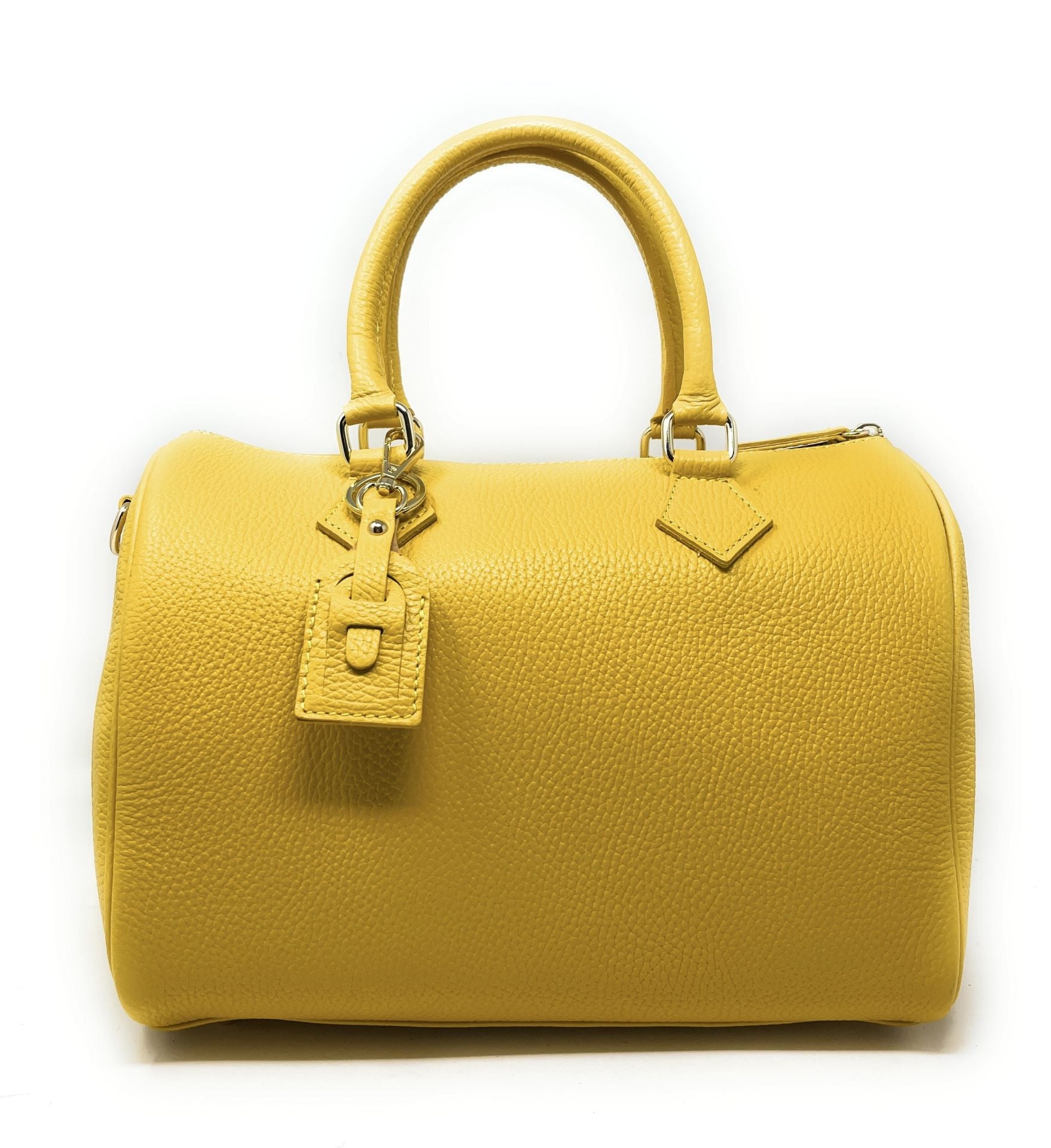 Sac à main bowling en cuir grainé italien BOOLIN Jaune tournesol