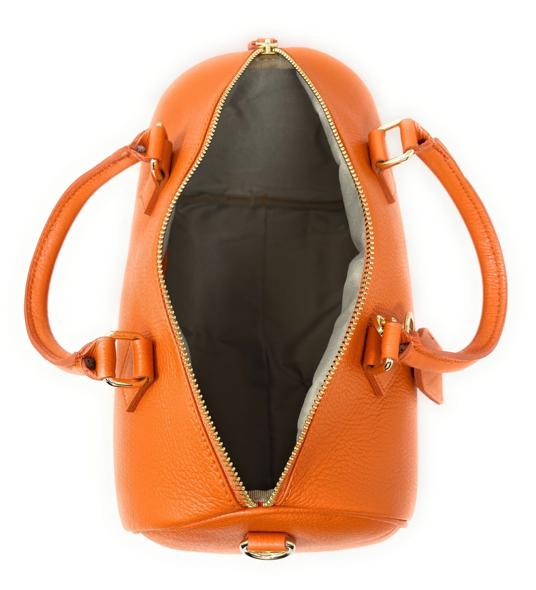 Sac à main bowling en cuir grainé italien BOOLIN Orange
