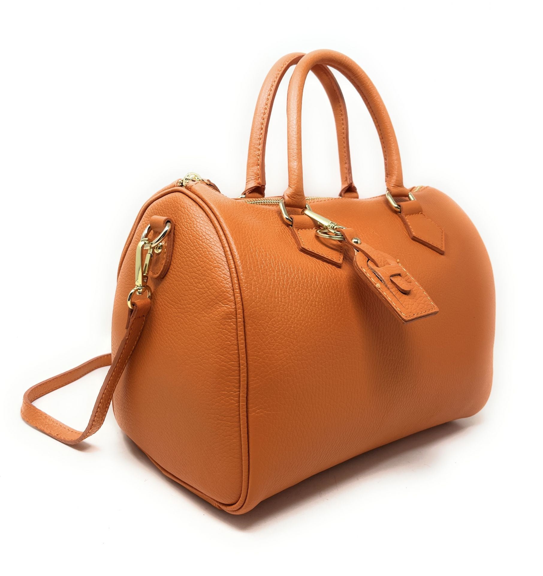 Sac à main bowling en cuir grainé italien BOOLIN Orange