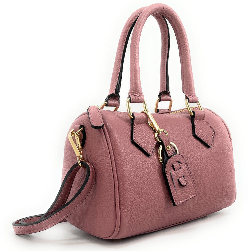 Sac à main bowling en cuir grainé LITTLE BOOLIN Rose intense