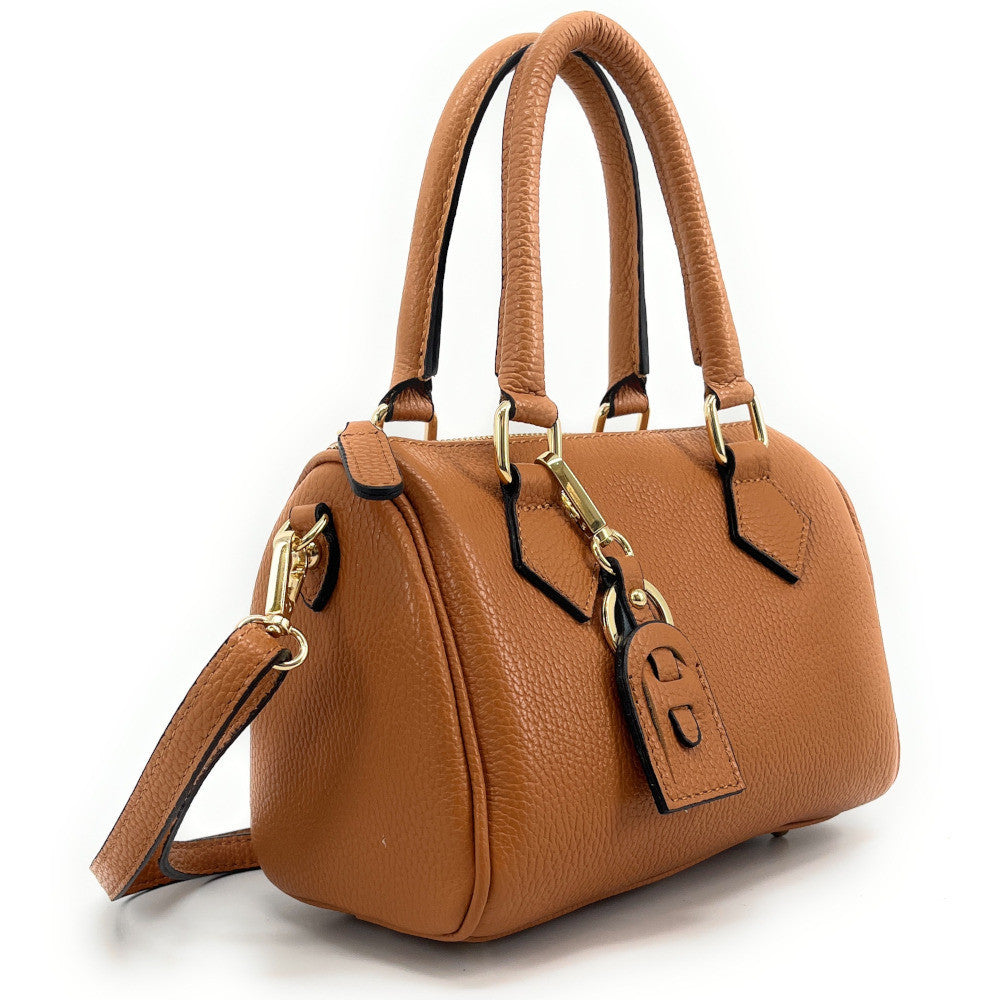 Sac à main bowling en cuir grainé LITTLE BOOLIN Camel