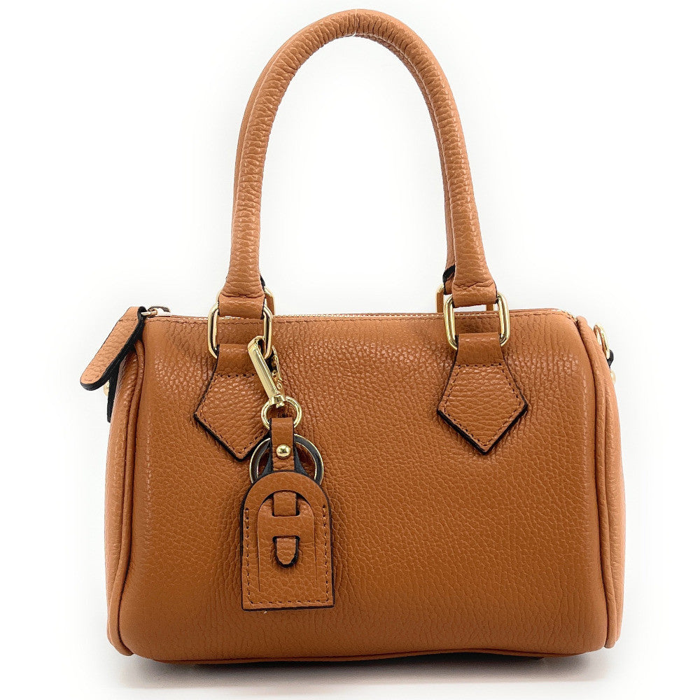 Sac à main bowling en cuir grainé LITTLE BOOLIN Camel