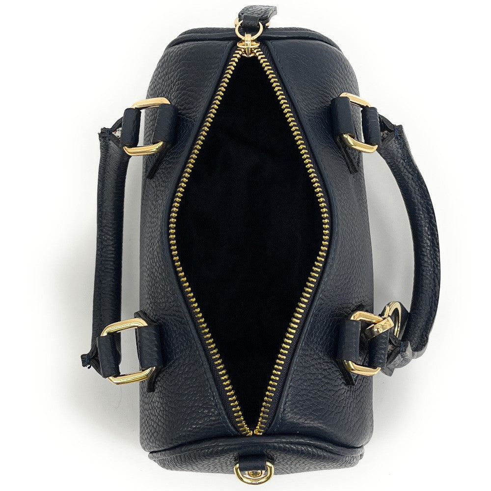 Sac à main bowling en cuir grainé LITTLE BOOLIN Bleu marine