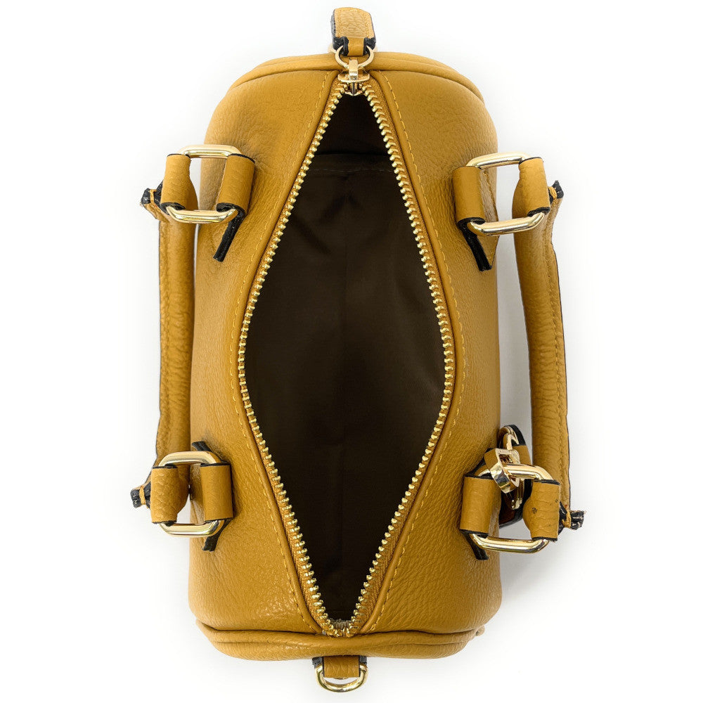 Sac à main bowling en cuir grainé LITTLE BOOLIN Jaune Moutarde