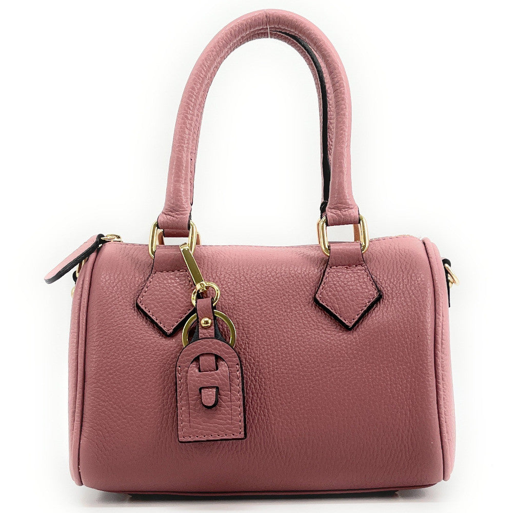 Sac à main bowling en cuir grainé LITTLE BOOLIN Rose intense