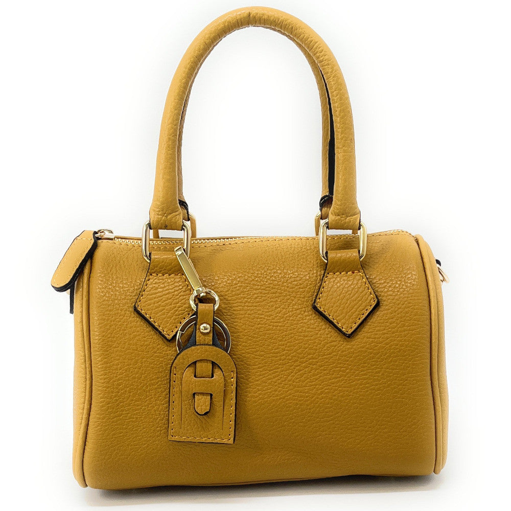 Sac à main bowling en cuir grainé LITTLE BOOLIN Jaune Moutarde