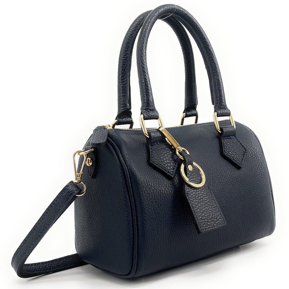 Sac à main bowling en cuir grainé LITTLE BOOLIN Bleu marine