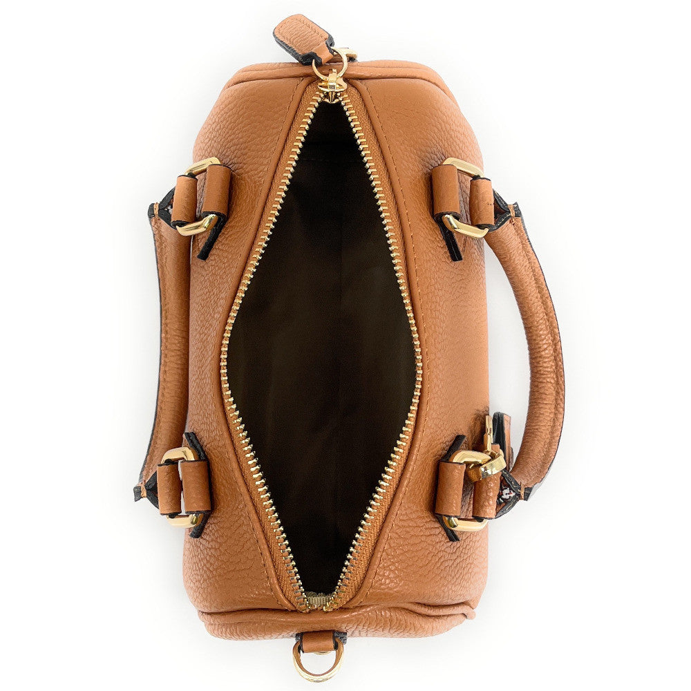 Sac à main bowling en cuir grainé LITTLE BOOLIN Camel