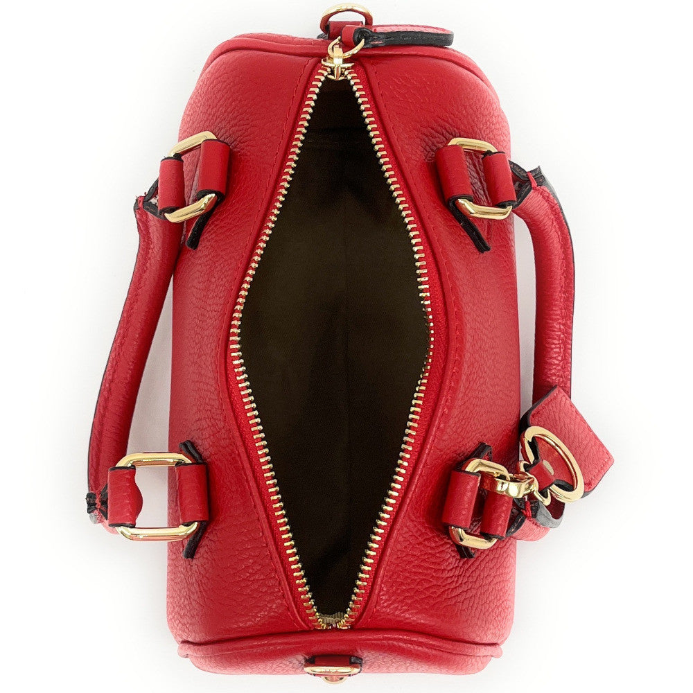 Sac à main bowling en cuir grainé LITTLE BOOLIN Rouge garance