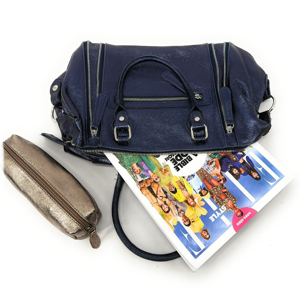 Sac à main bowling en cuir irisé NAGINI GLOSS Nuit étoilée