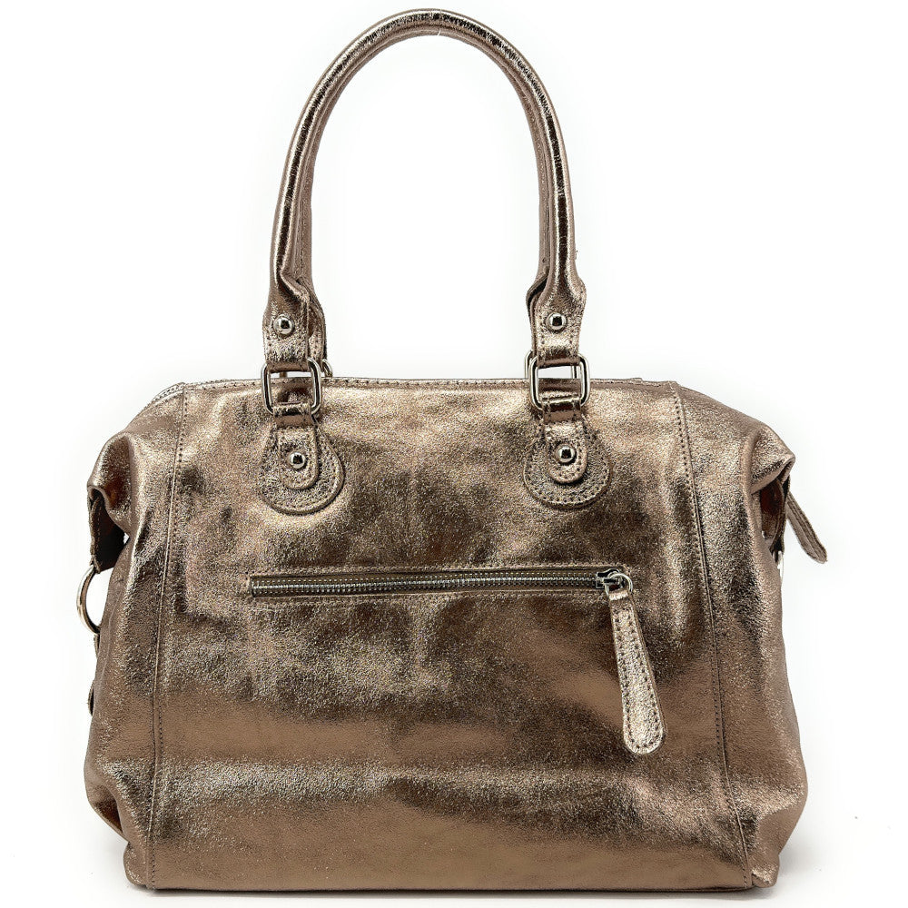 Sac à main bowling en cuir irisé NAGINI GLOSS Champagne irisé