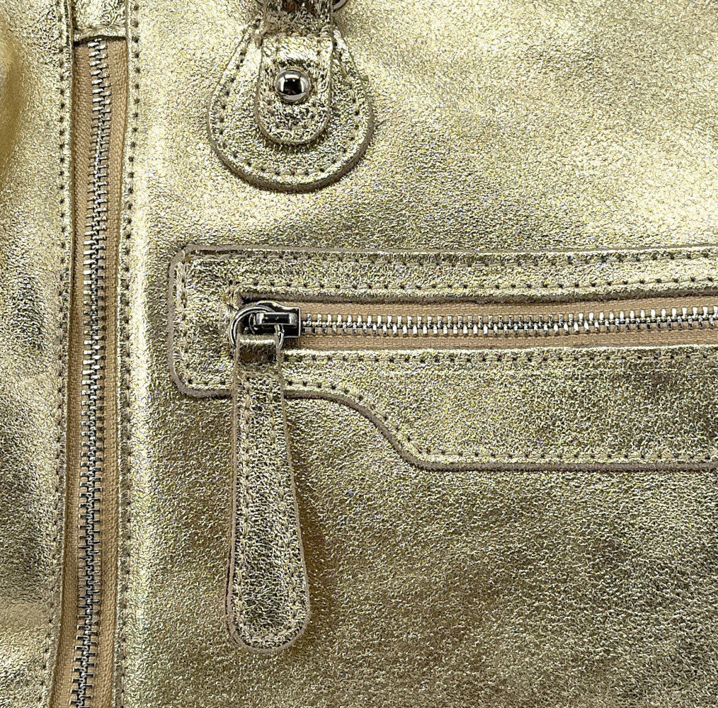 Sac à main bowling en cuir irisé NAGINI GLOSS Or pâle