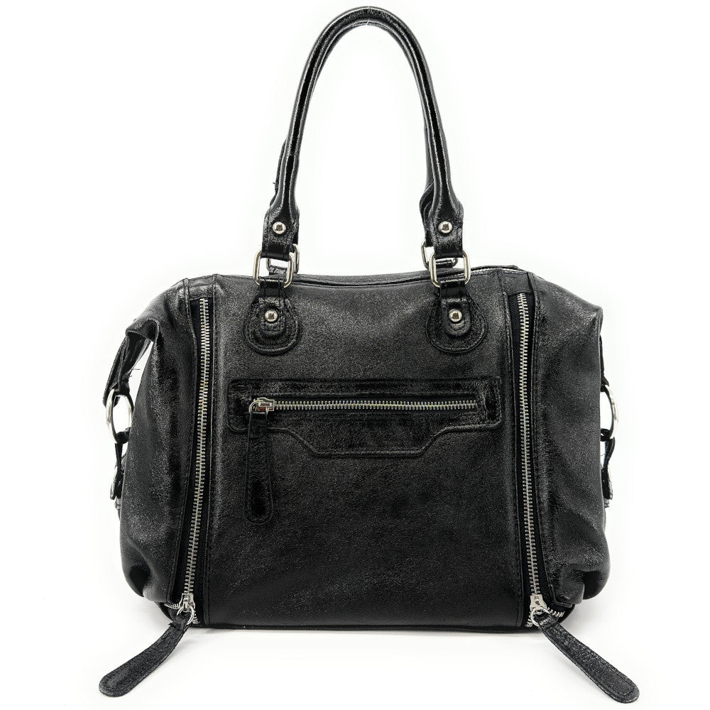Sac à main bowling en cuir irisé NAGINI GLOSS Noir irisé