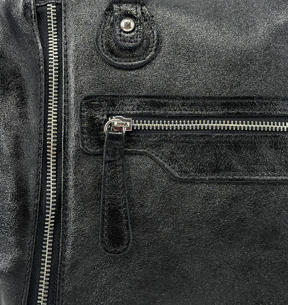 Sac à main bowling en cuir irisé NAGINI GLOSS Noir irisé