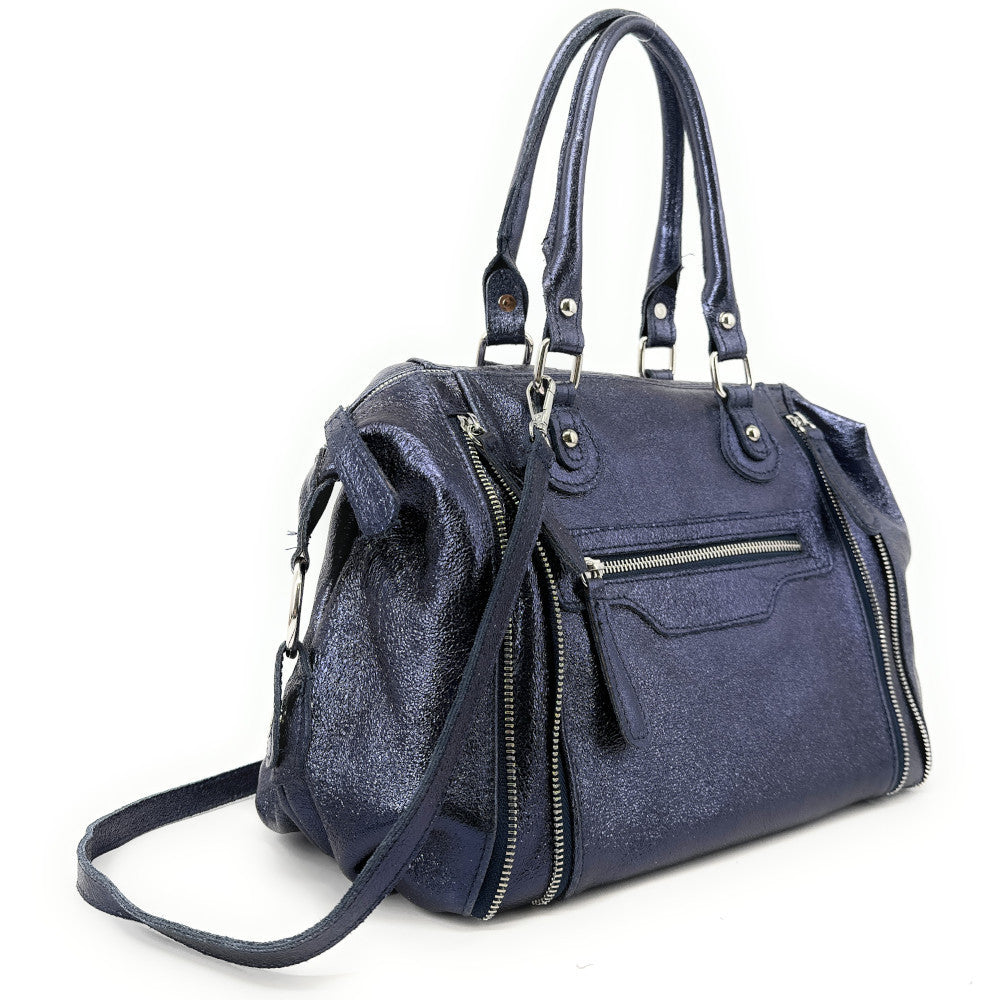 Sac à main bowling en cuir irisé NAGINI GLOSS Nuit étoilée