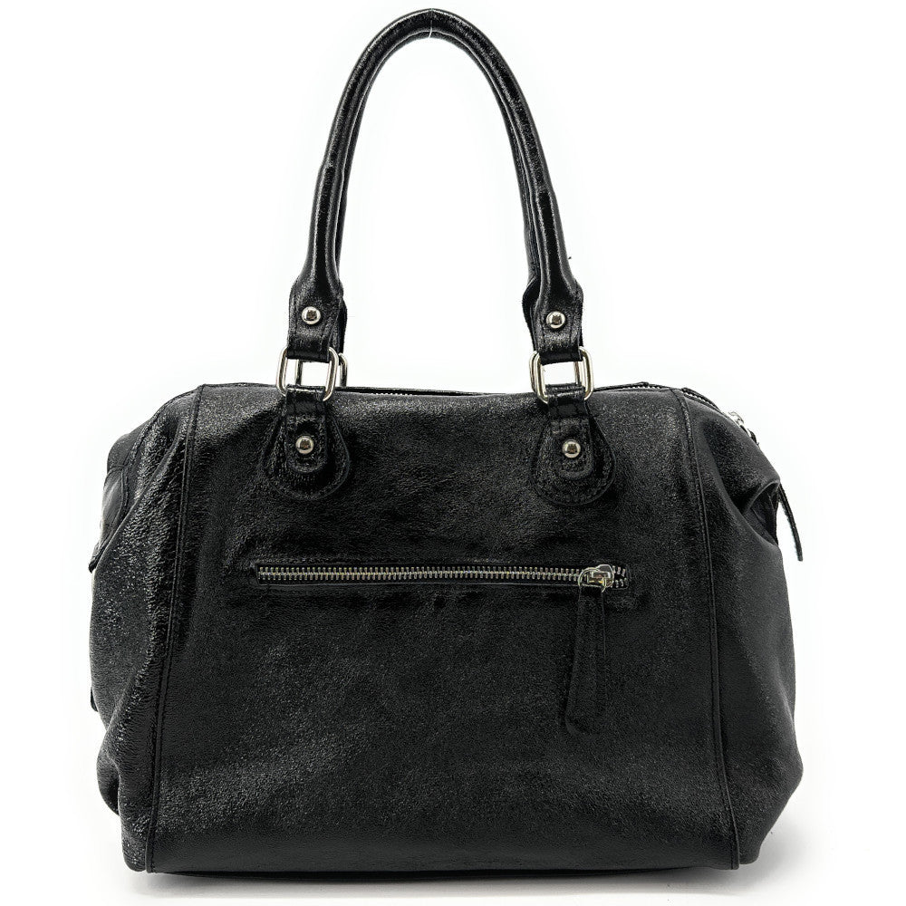 Sac à main bowling en cuir irisé NAGINI GLOSS Noir irisé