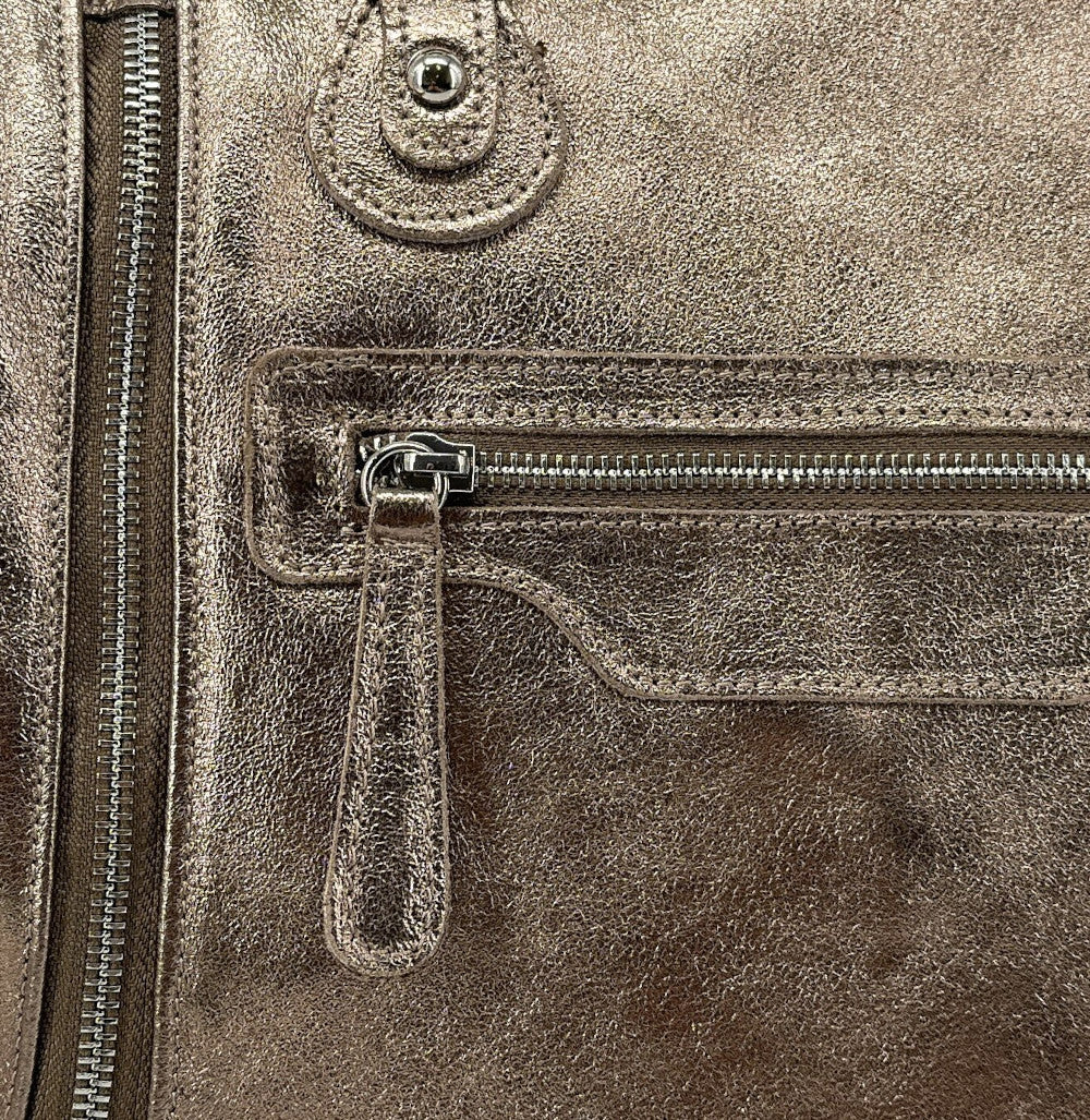 Sac à main bowling en cuir irisé NAGINI GLOSS Champagne irisé