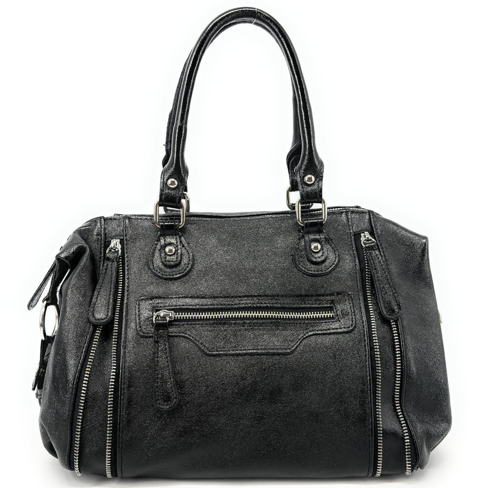 Sac à main bowling en cuir irisé NAGINI GLOSS Noir irisé