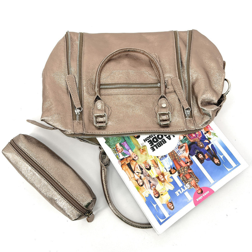Sac à main bowling en cuir irisé NAGINI GLOSS Champagne irisé