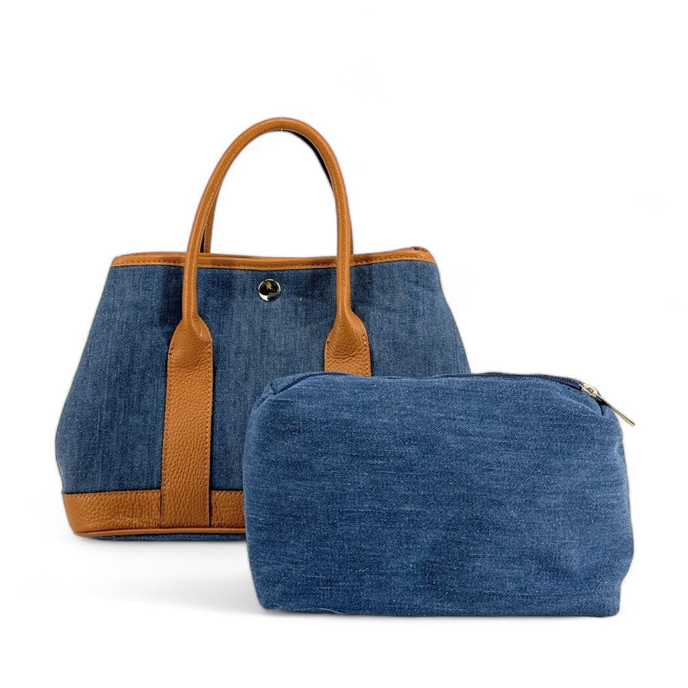 Sac à main bowling en cuir et toile SAMBO Camel