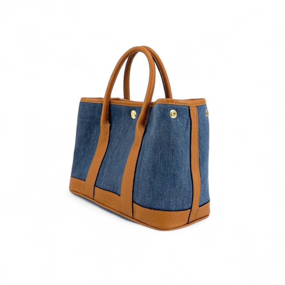 Sac à main bowling en cuir et toile SAMBO Camel
