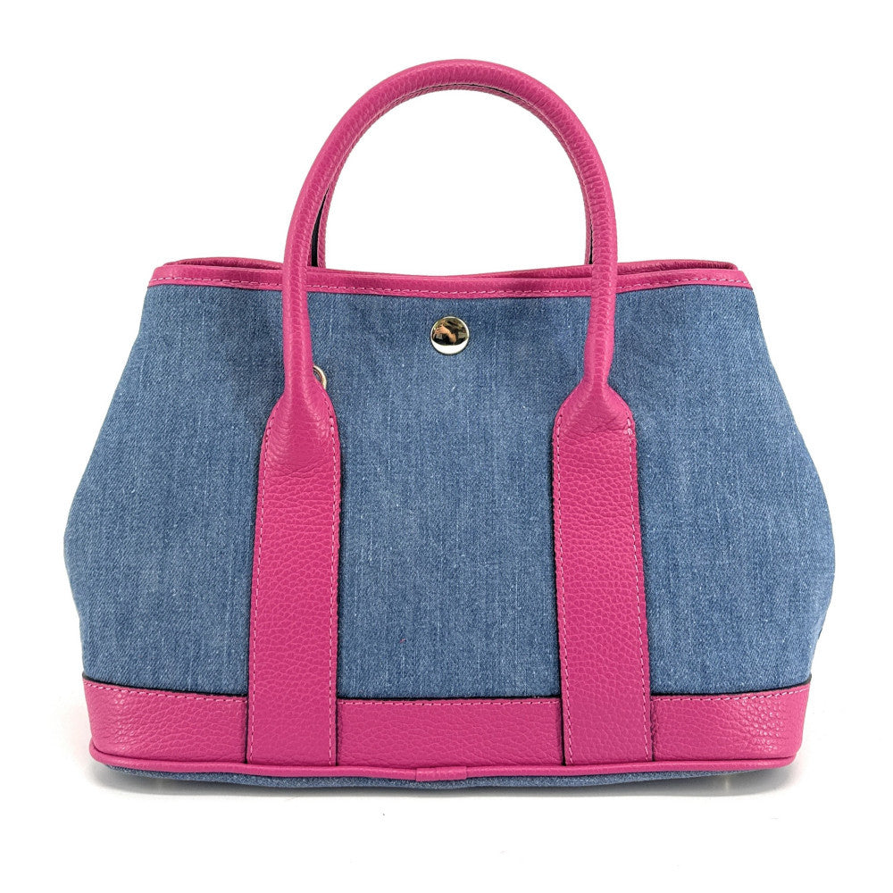 Sac à main bowling en cuir et toile SAMBO Rose fuchsia