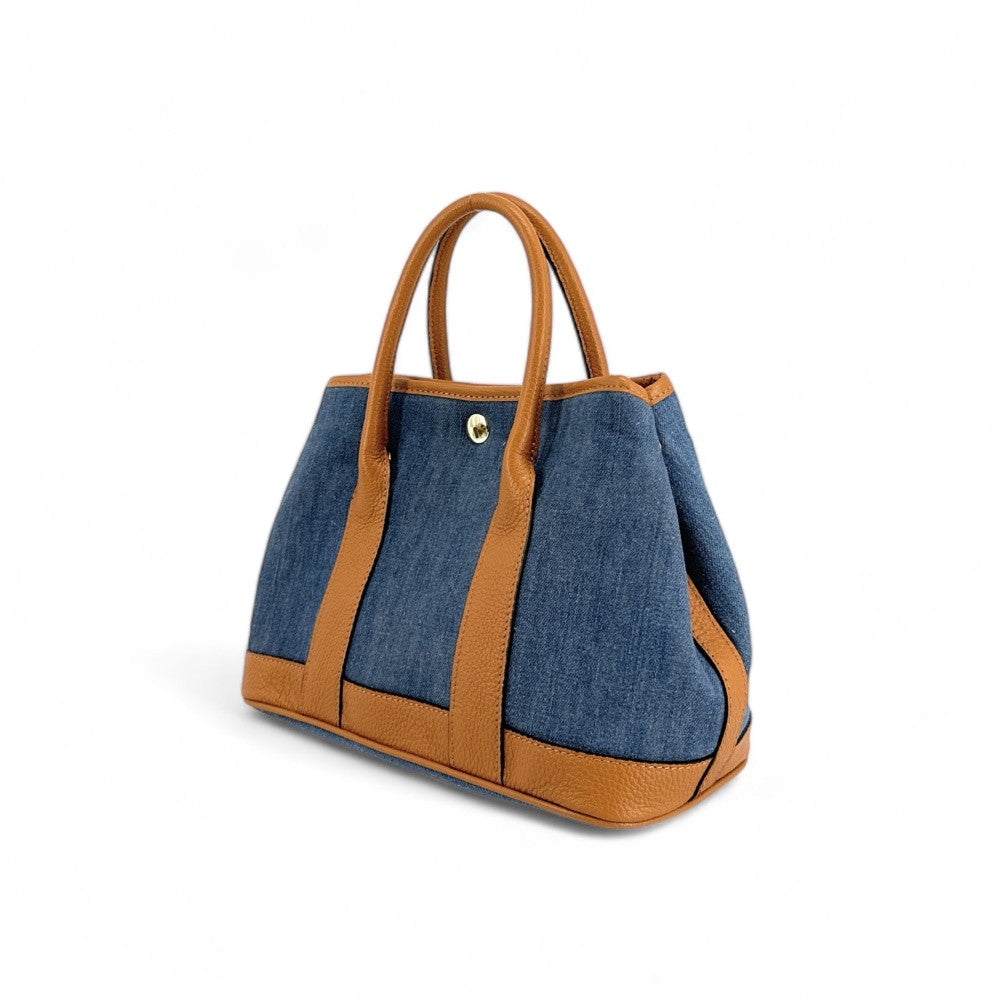 Sac à main bowling en cuir et toile SAMBO Camel