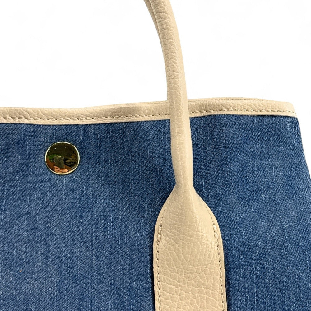 Sac à main bowling en cuir et toile SAMBO Taupe clair