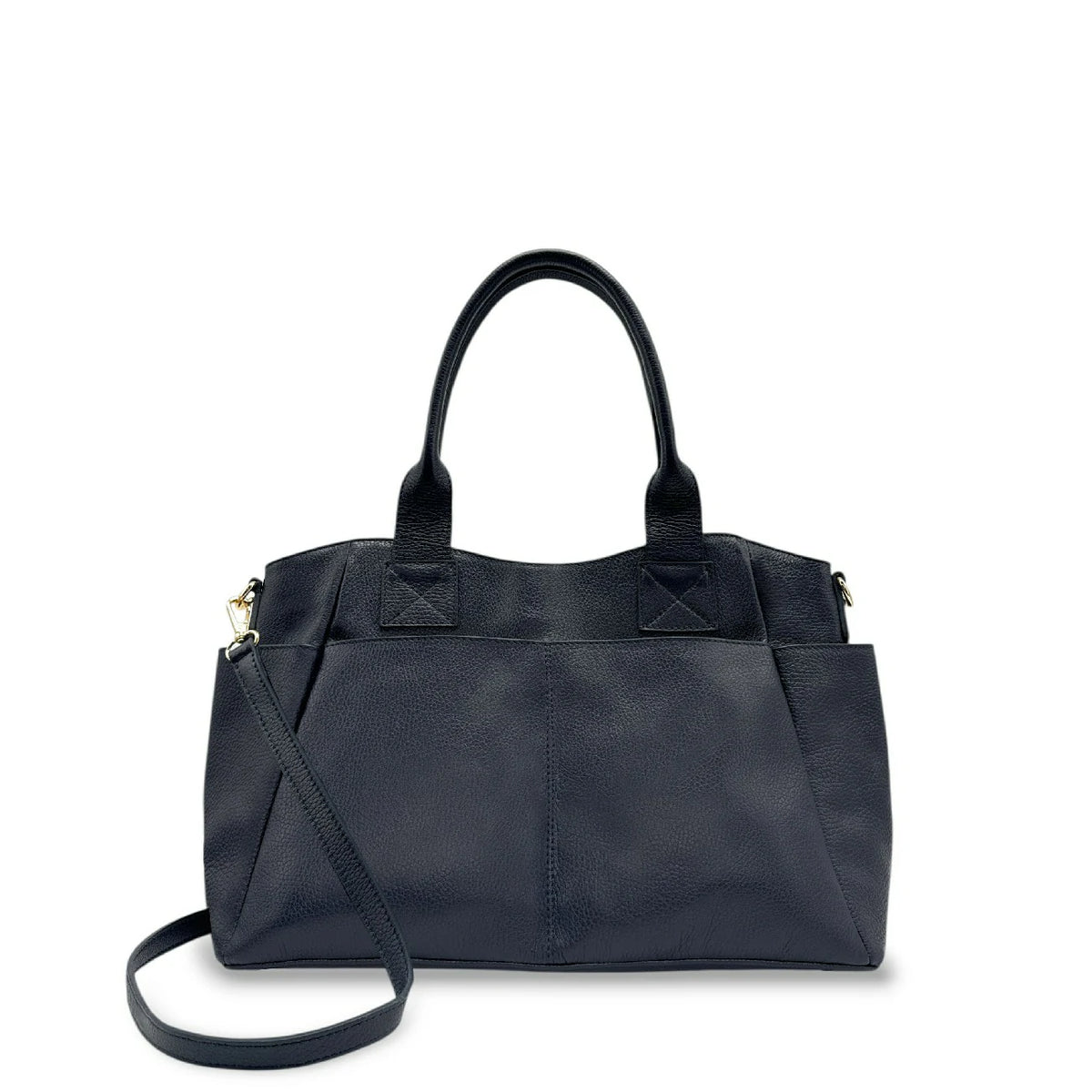 Bolso tote multibolsillos de piel granulada MARCIE Azul marino
