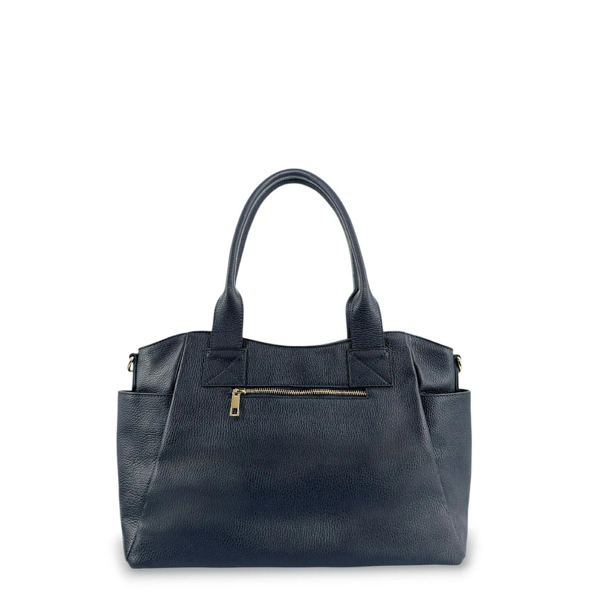 Bolso tote multibolsillos de piel granulada MARCIE Azul marino