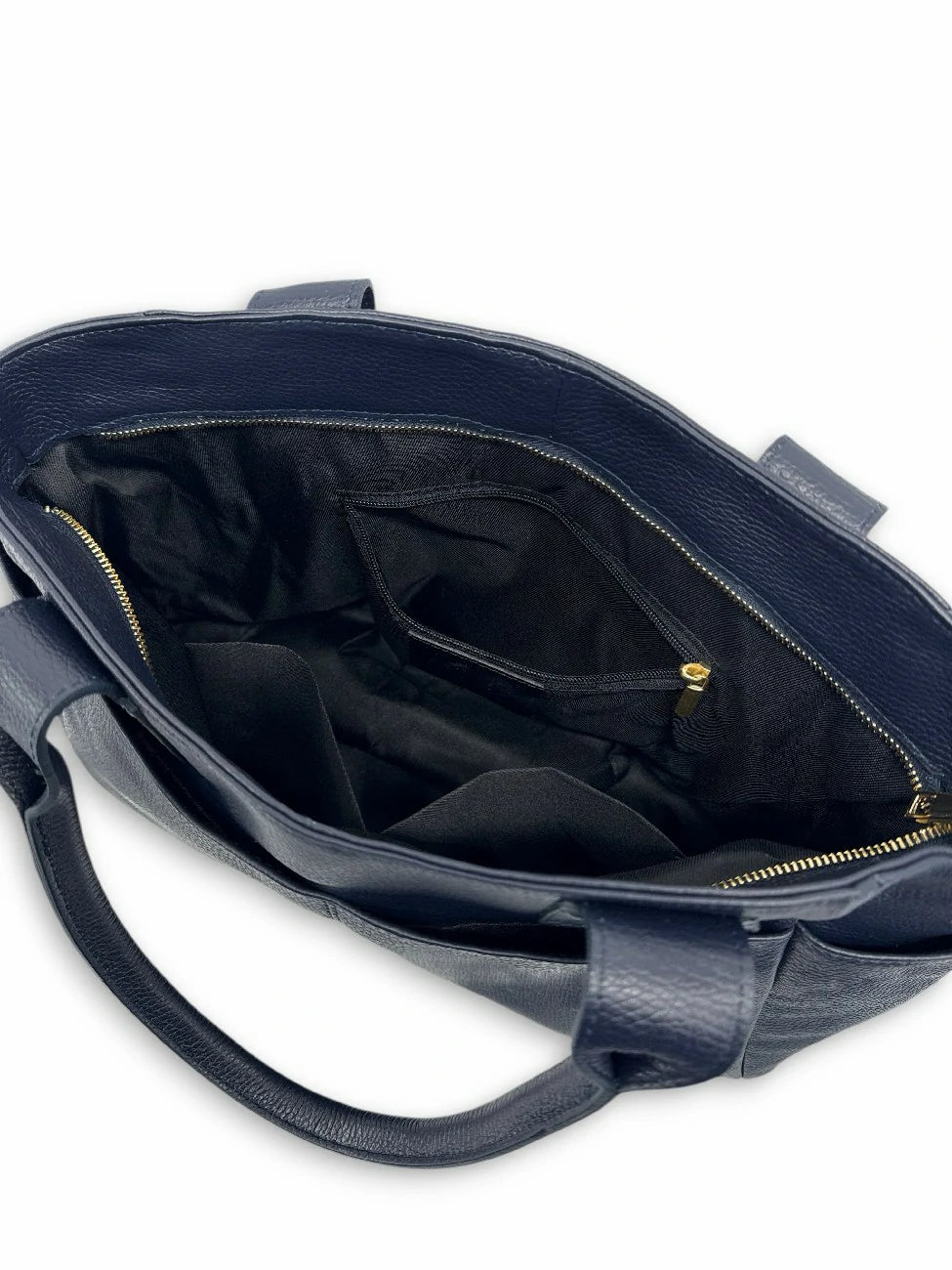 Bolso tote multibolsillos de piel granulada MARCIE Azul marino