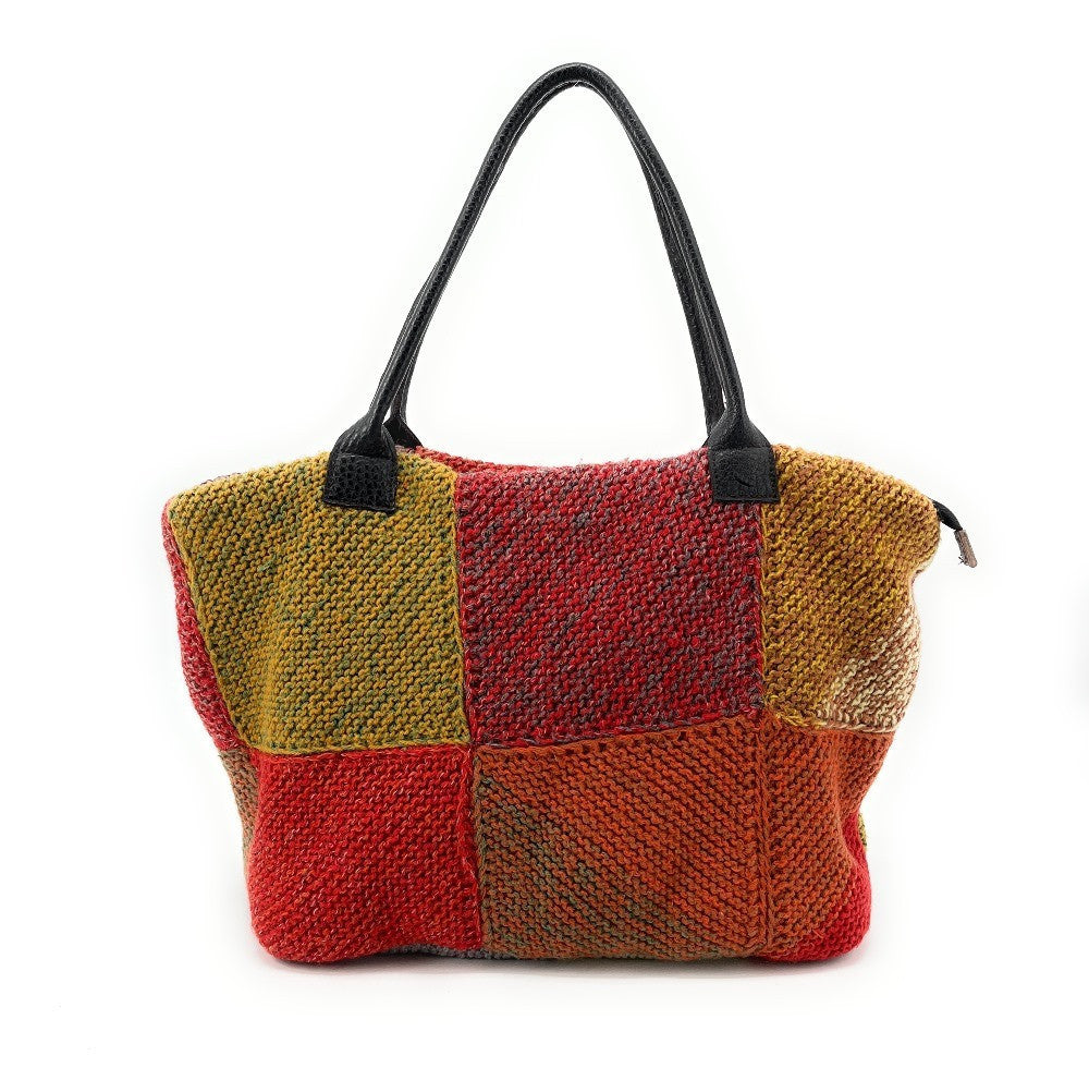 Sac à main cabas en coton et cuir NEEDLE Jaune Moutarde
