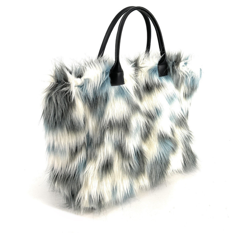 Sac cabas shopping XL en fausse fourrure et cuir TABBY YETI