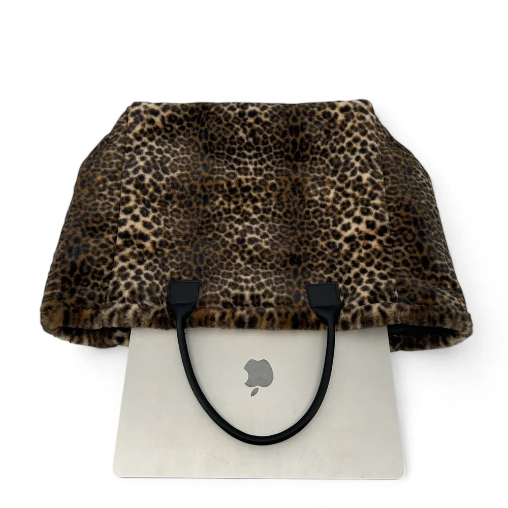 Sac cabas shopping XL en fausse fourrure et cuir TABBY Ocelot