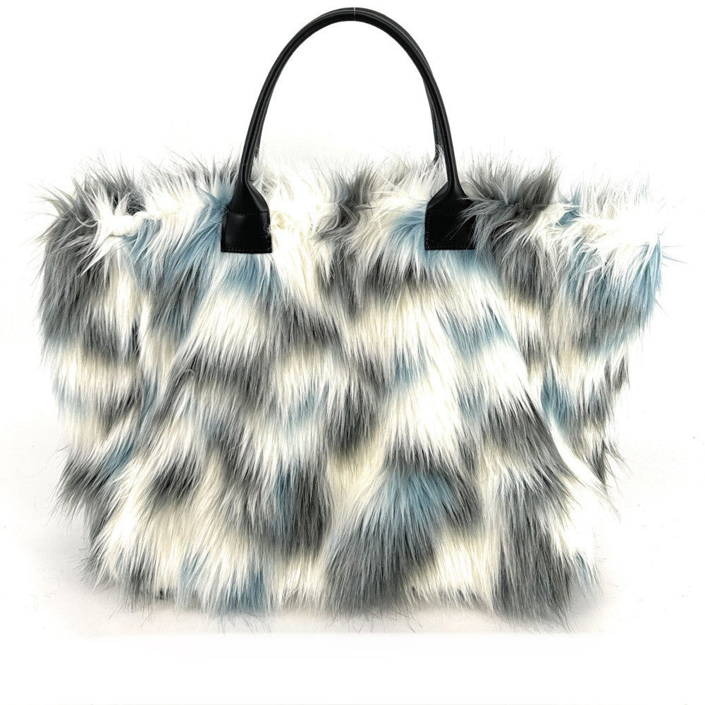 Sac cabas shopping XL en fausse fourrure et cuir TABBY YETI