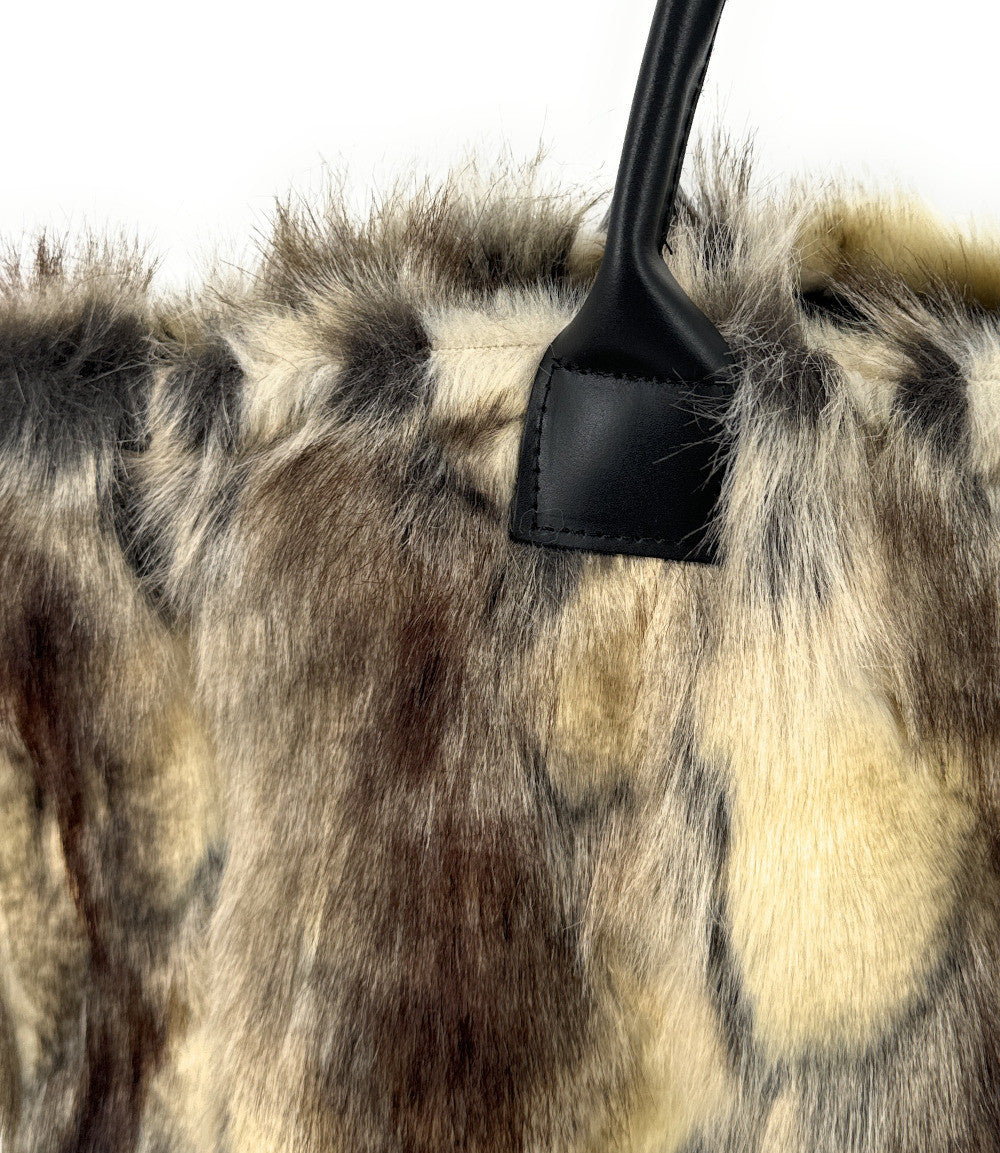Sac cabas shopping XL en fausse fourrure et cuir TABBY Eskimo