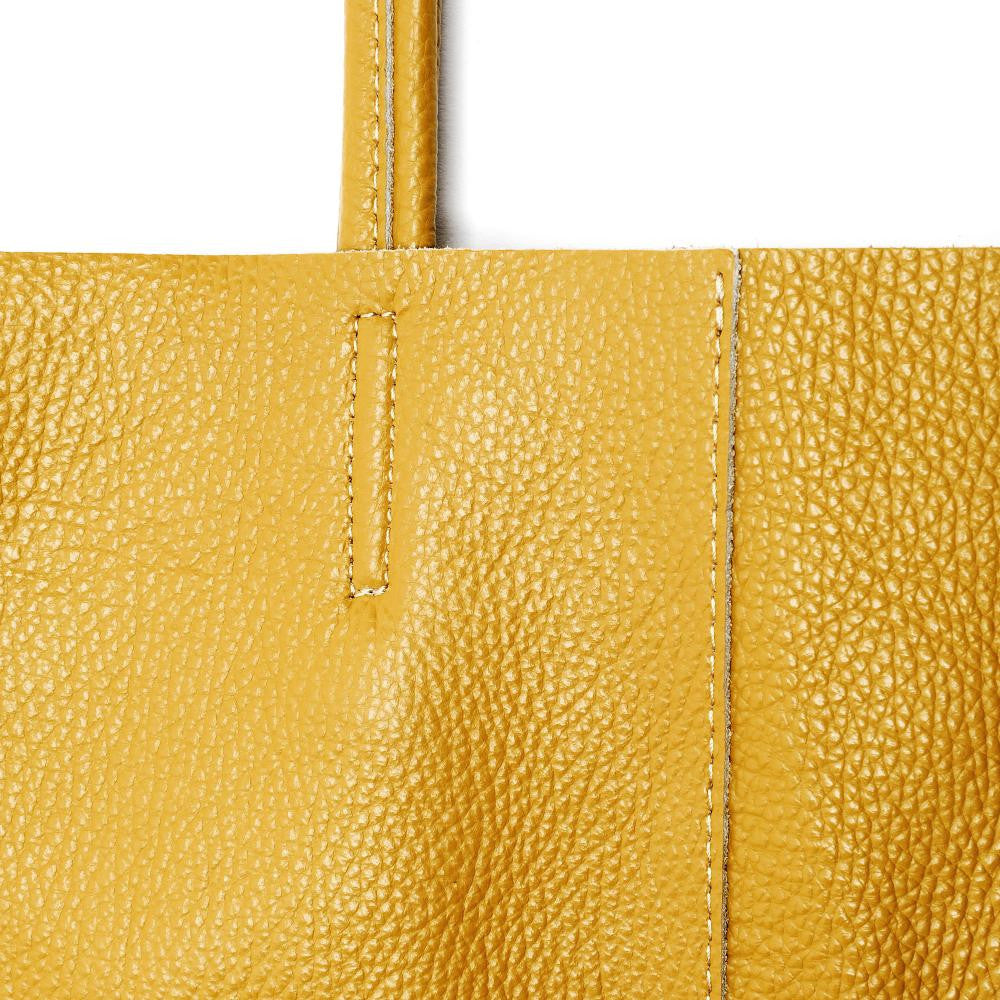 Sac cabas en cuir grainé ou irisé NICE Jaune Moutarde
