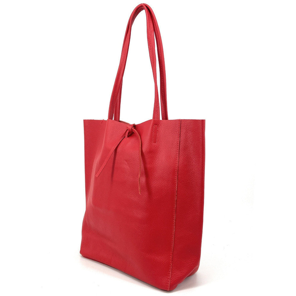 Sac cabas en cuir grainé ou irisé NICE Rouge garance