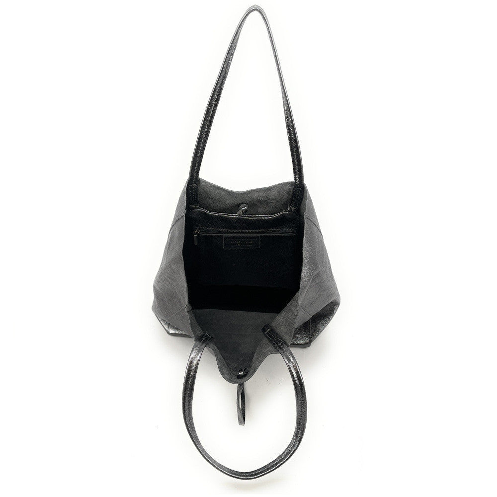 Sac cabas en cuir grainé ou irisé NICE Argent foncé
