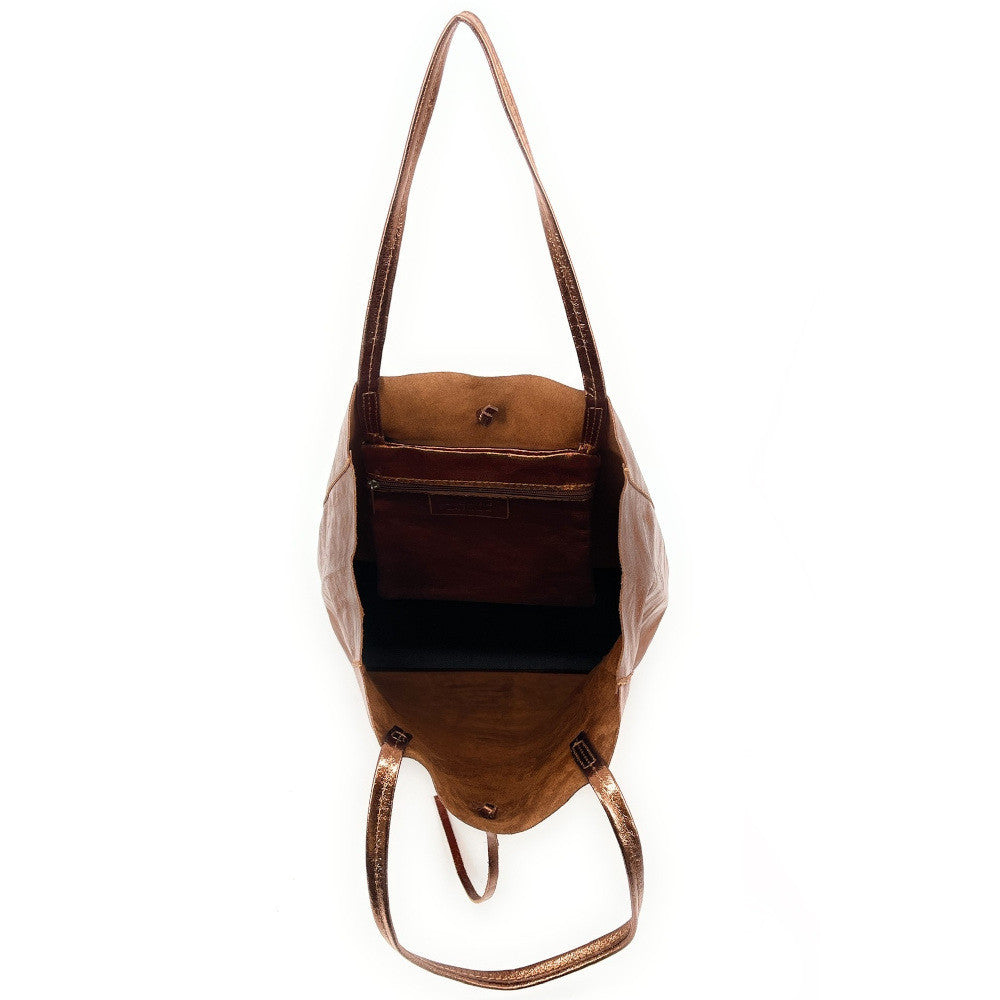 Sac cabas en cuir grainé ou irisé NICE Bronze
