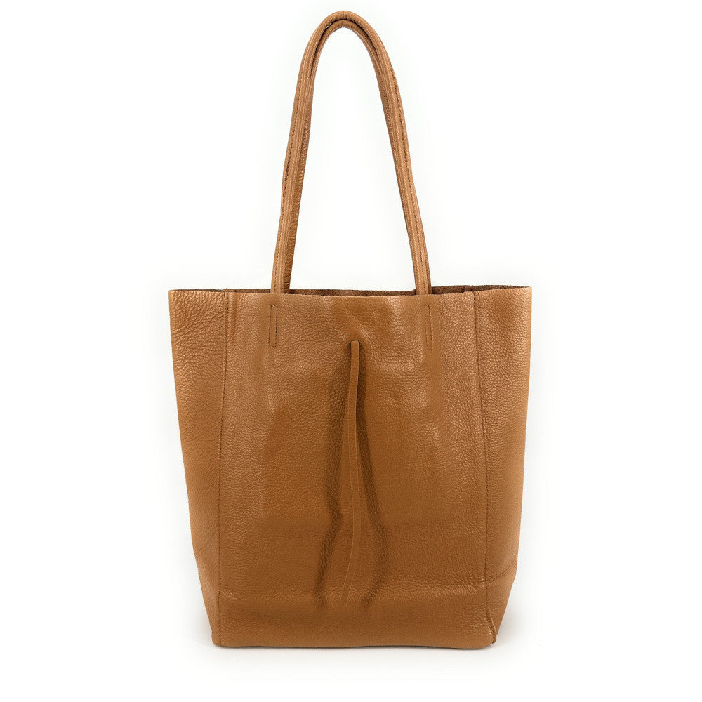 Sac cabas en cuir grainé ou irisé NICE Camel clair