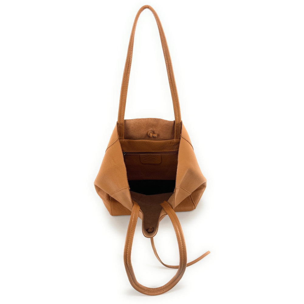 Sac cabas en cuir grainé ou irisé NICE Camel clair
