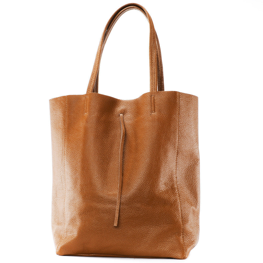 Sac cabas en cuir grainé ou irisé NICE Cognac