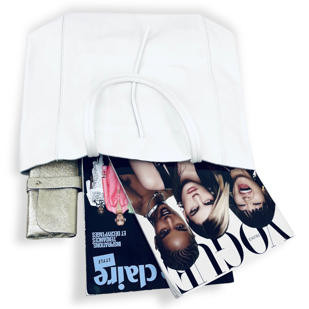 Sac cabas en cuir grainé ou irisé NICE Blanc
