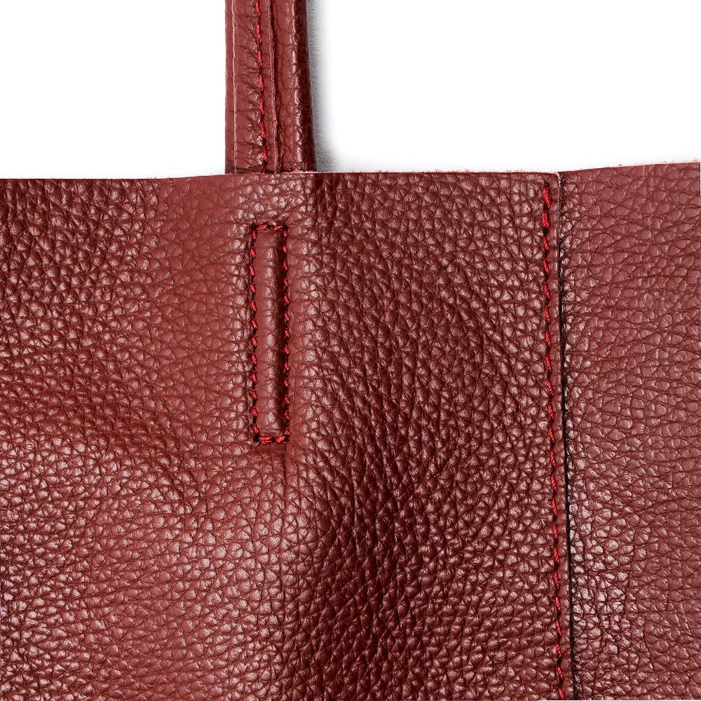 Sac cabas en cuir grainé ou irisé NICE Rouge foncé