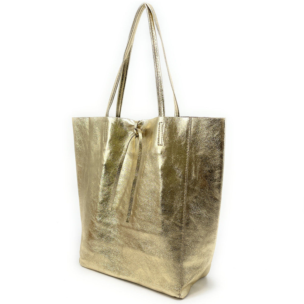 Sac cabas en cuir grainé ou irisé NICE Or