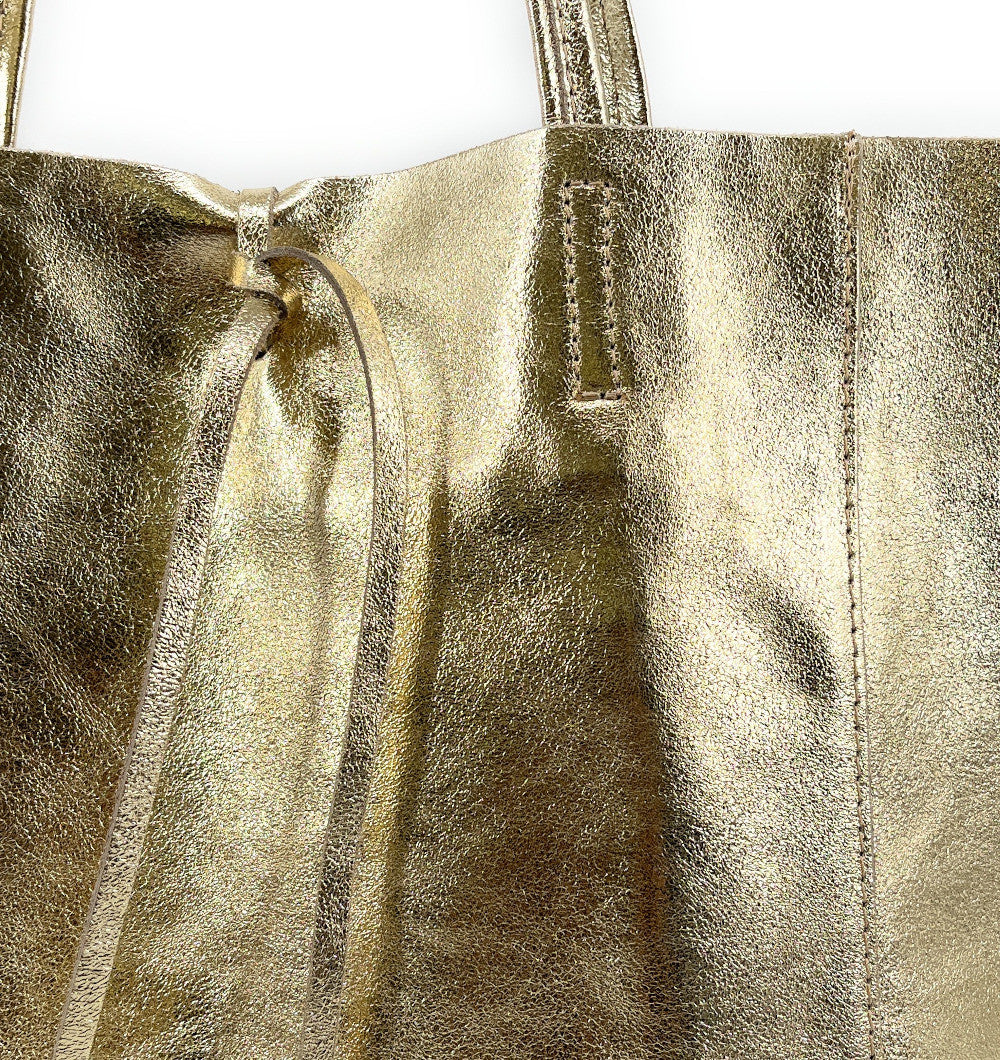 Sac cabas en cuir grainé ou irisé NICE Or