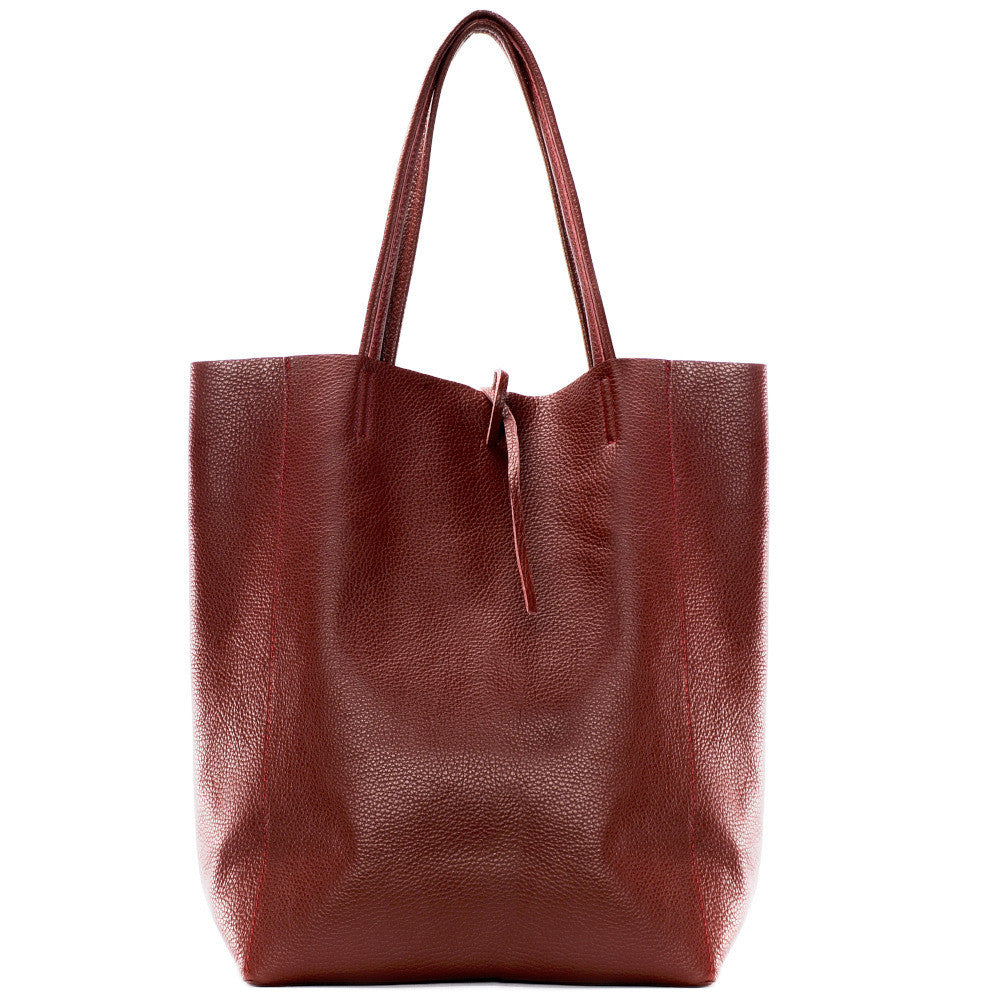 Sac cabas en cuir grainé ou irisé NICE Rouge foncé