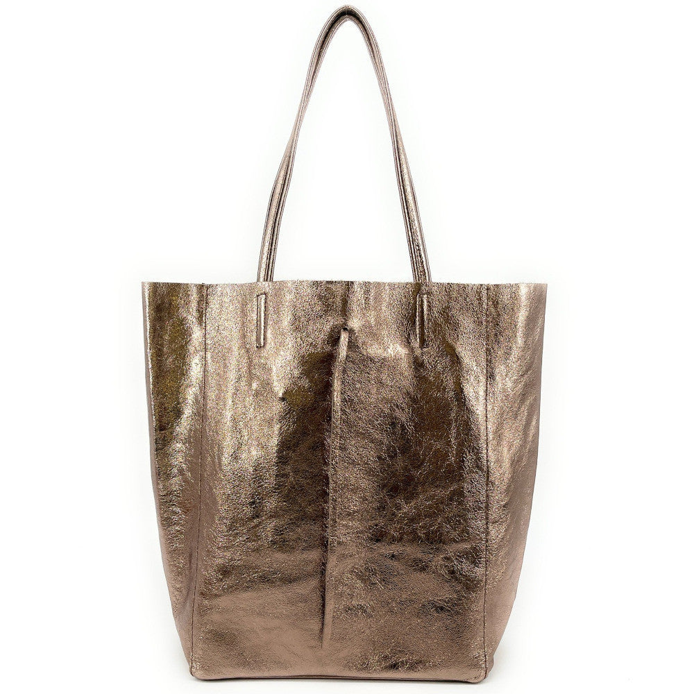 Sac cabas en cuir grainé ou irisé NICE Champagne irisé